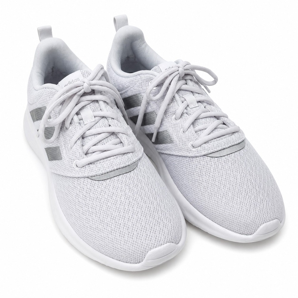 ADIDAS QT Racer 2.0 Sneaker Womens Sz 7.5 White Silver Stripe Cloudform Midsole